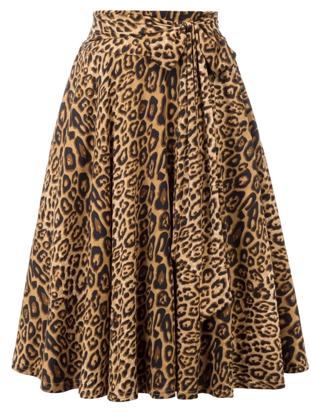 Belle Poque Leopard Print Flare Skirt Tie Waist 2XL